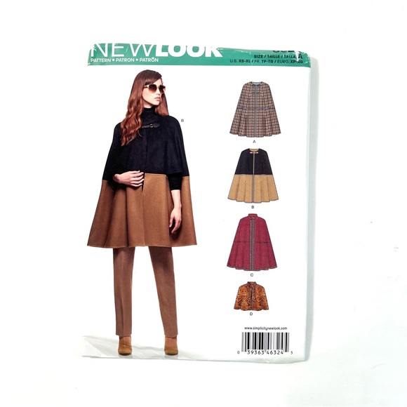New Look Other - New Look 6324 Sewing Pattern – Cape Coat, Poncho & Outerwear Wrap, Sizes XS–XL
